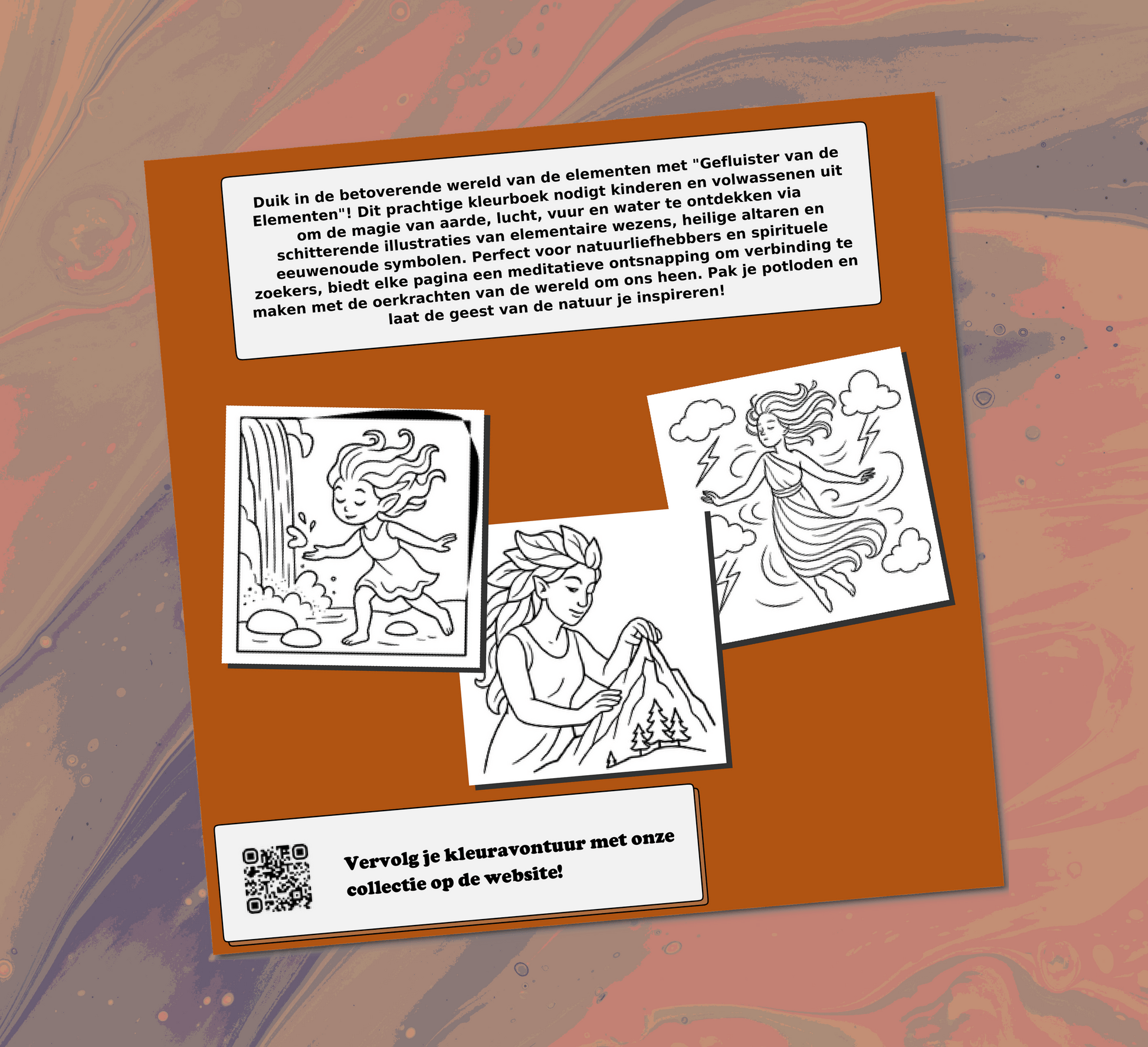 Gefluister van de Elementen Natuur Kleurboek Kleurboek Achterkant