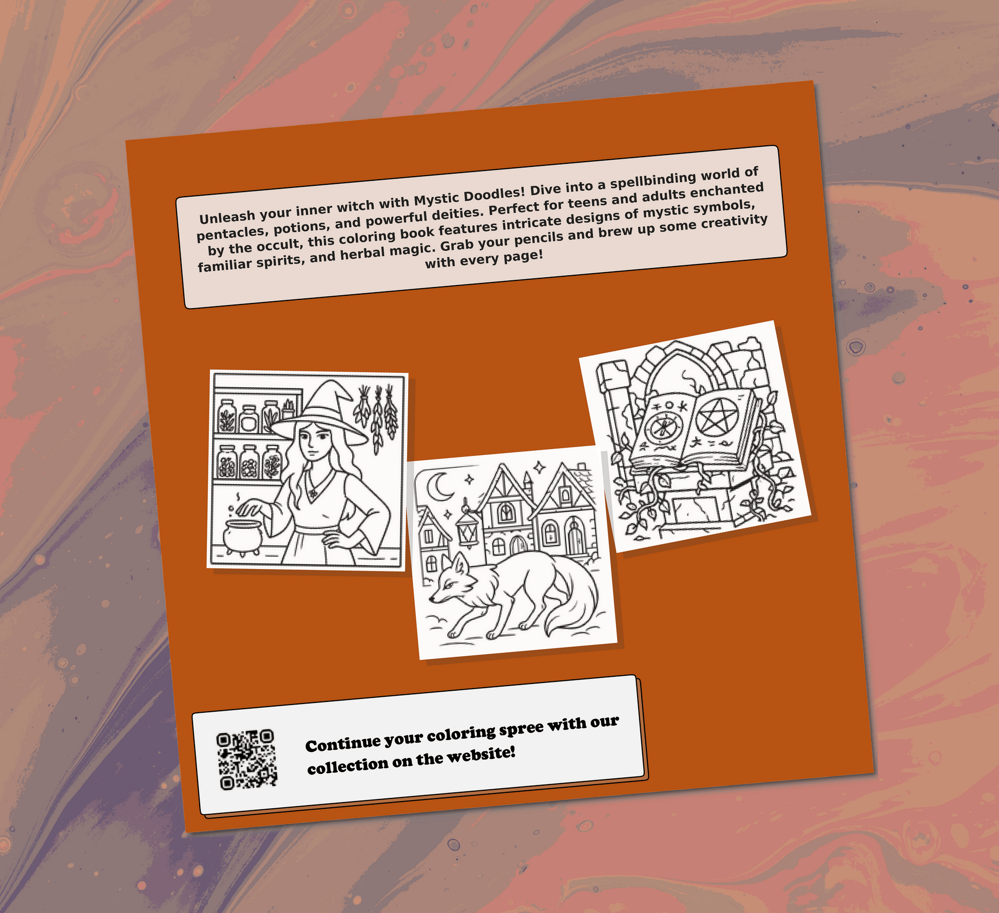 Mystic Witchy Doodles Coloring Book for Adults Back Cover