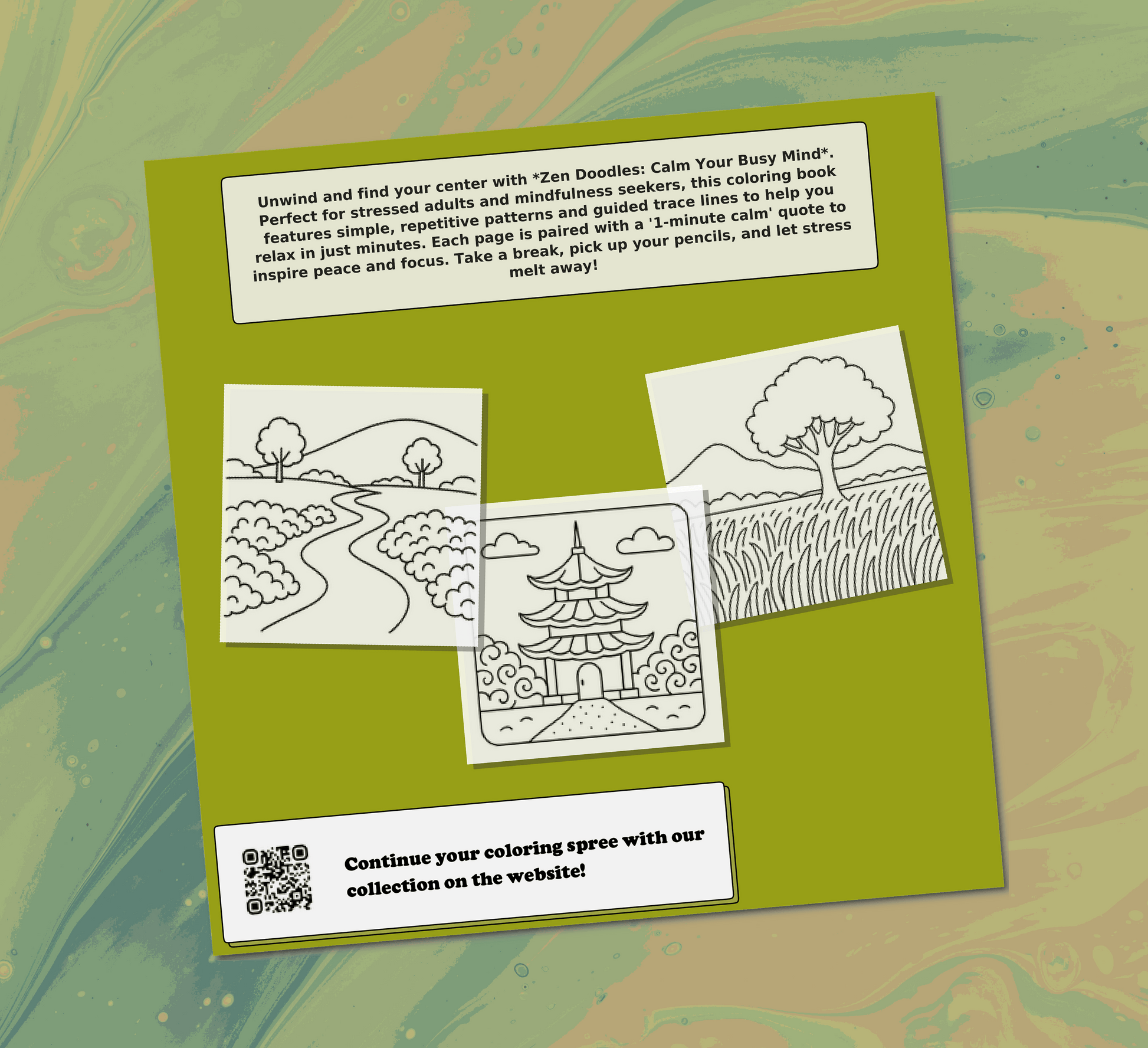 Zen Doodles Coloring Book for Adults Back Cover