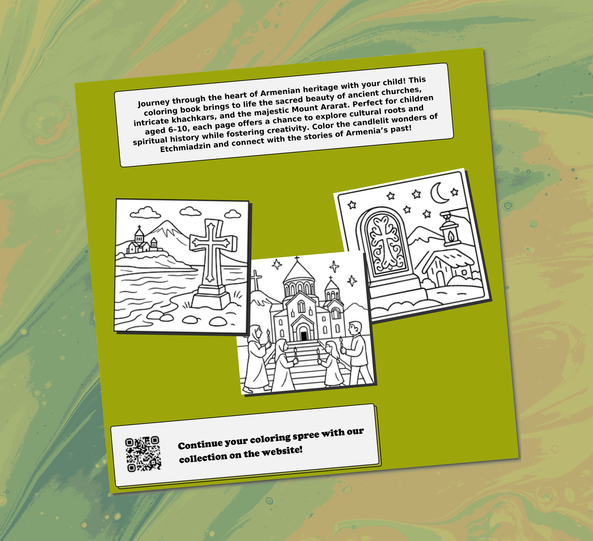Sacred Armenia Churches Crosses  Ararat Coloring Book Back Cover