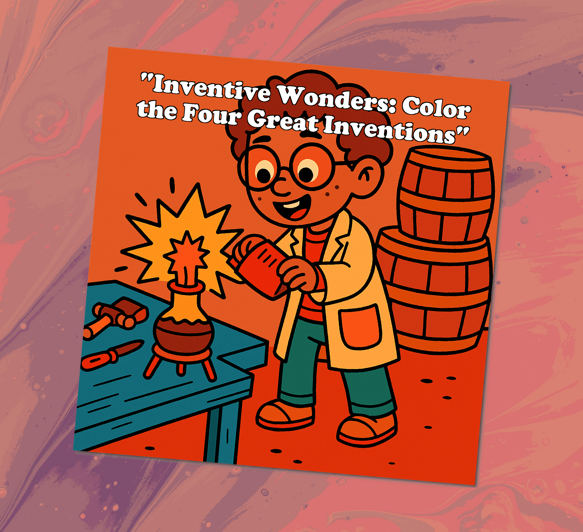 Four Great Inventions Coloring Book for Kids Front Cover