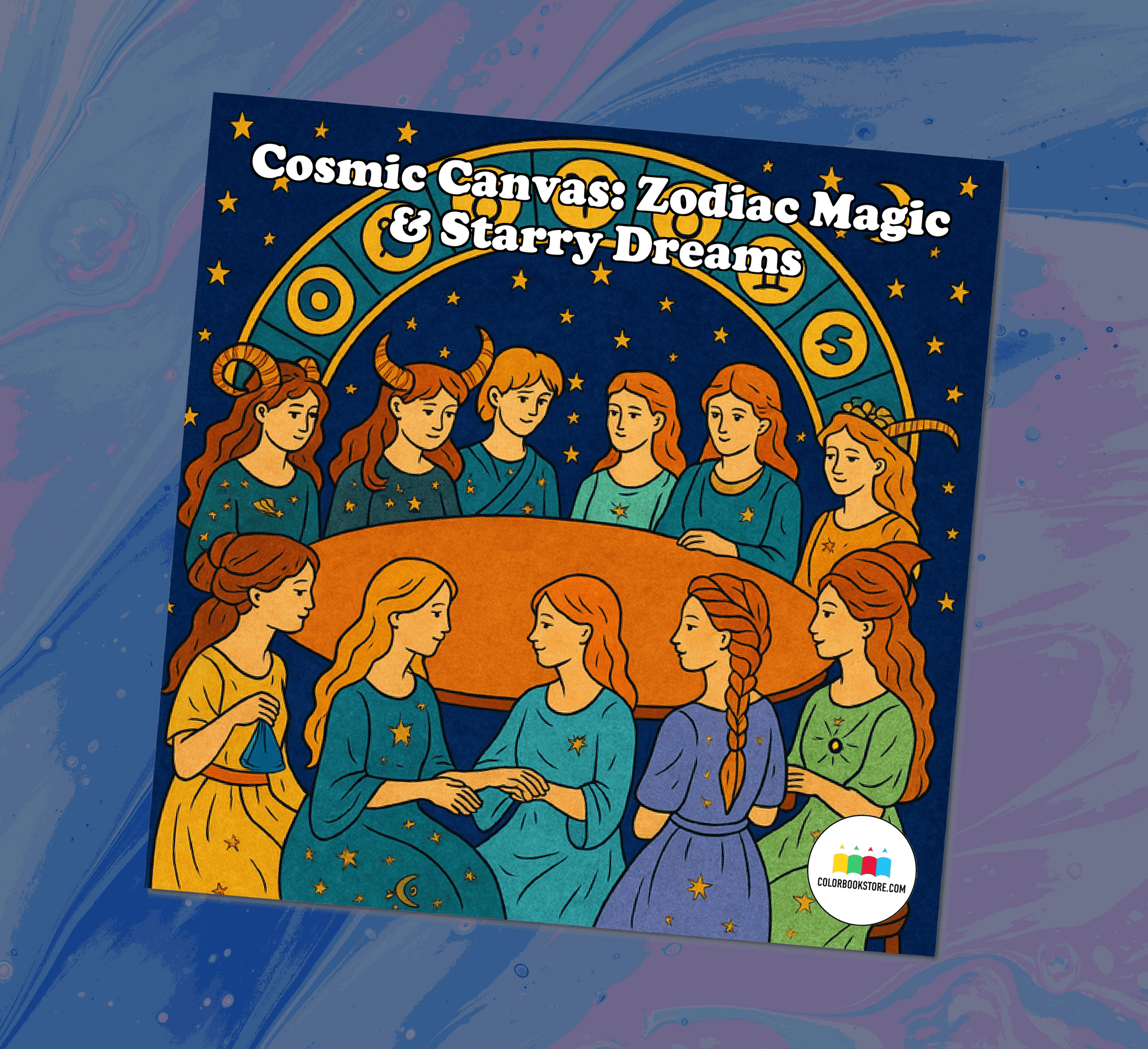 Cosmic Zodiac Coloring Book for Adults & Teens Front Cover