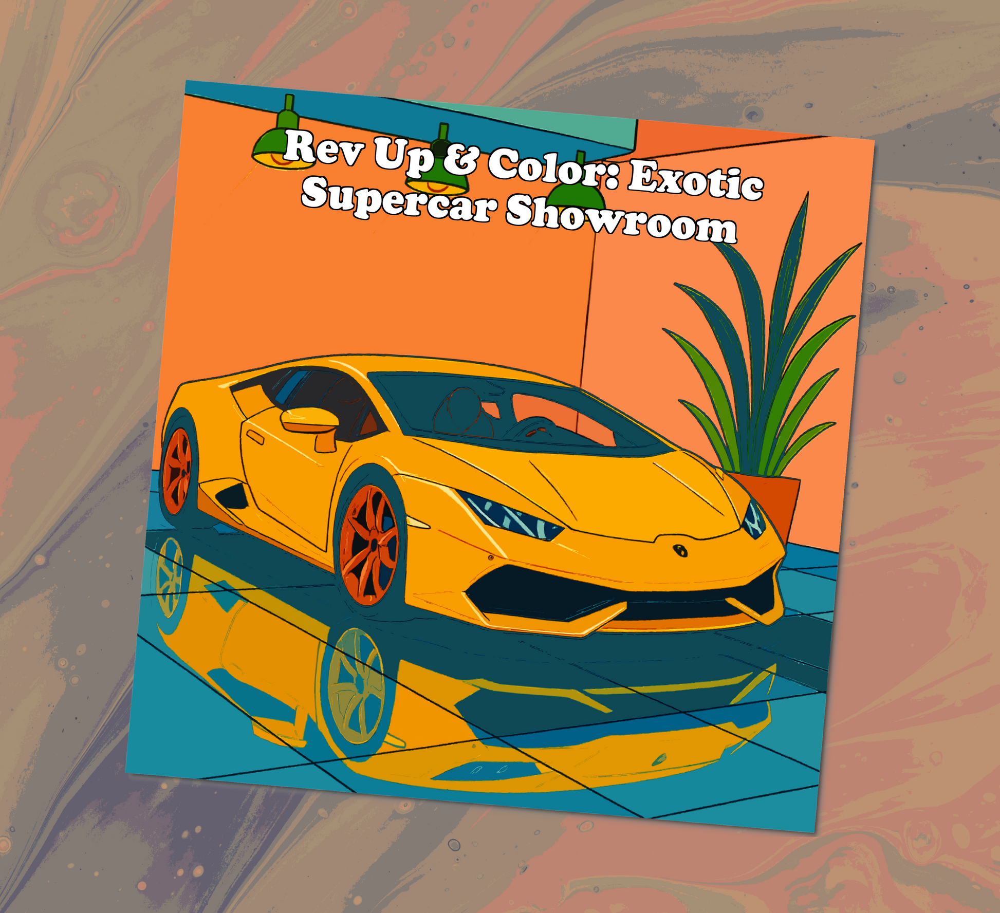 Exotic Supercar Showroom Coloring Book Front Cover