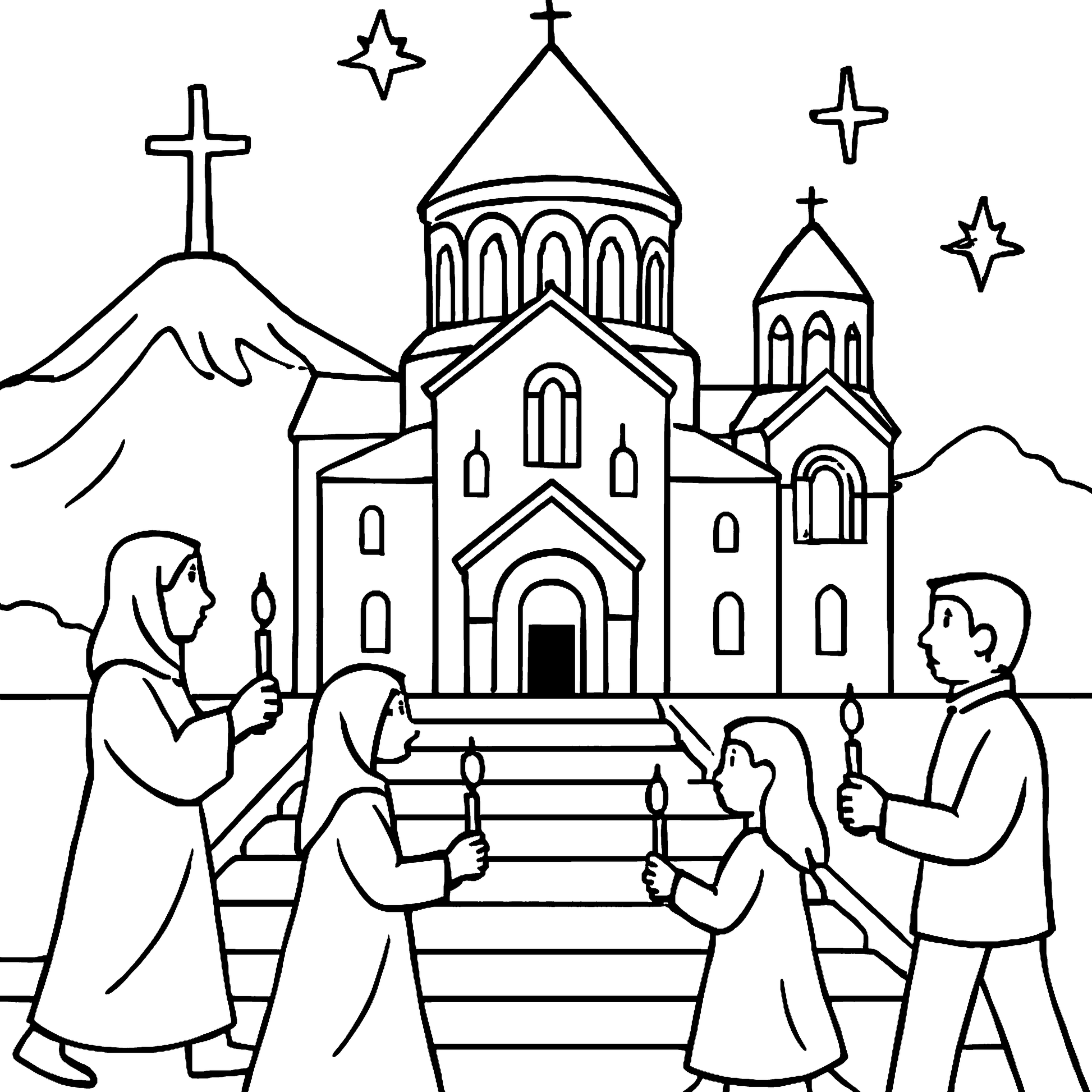 Sacred Armenia Churches Crosses  Ararat Coloring Book Example Image 1