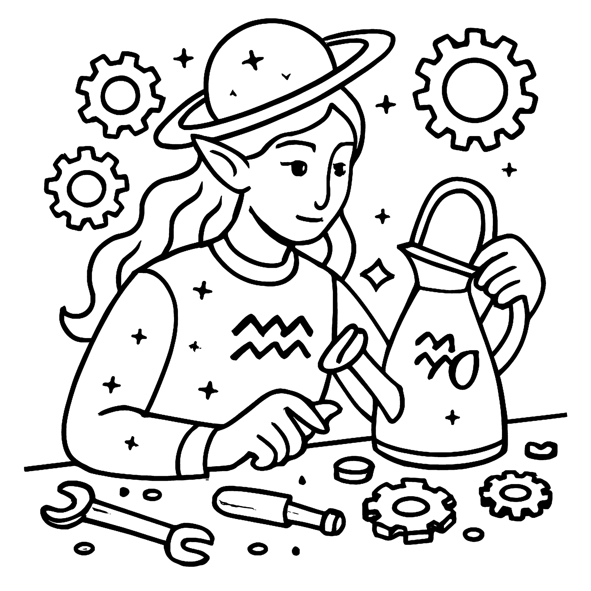 Cosmic Zodiac Coloring Book for Adults & Teens Example Image 2
