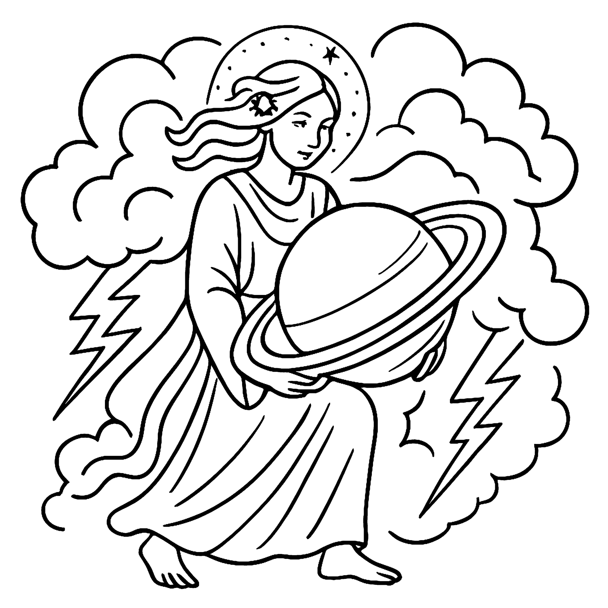 Cosmic Zodiac Coloring Book for Adults & Teens Example Image 1