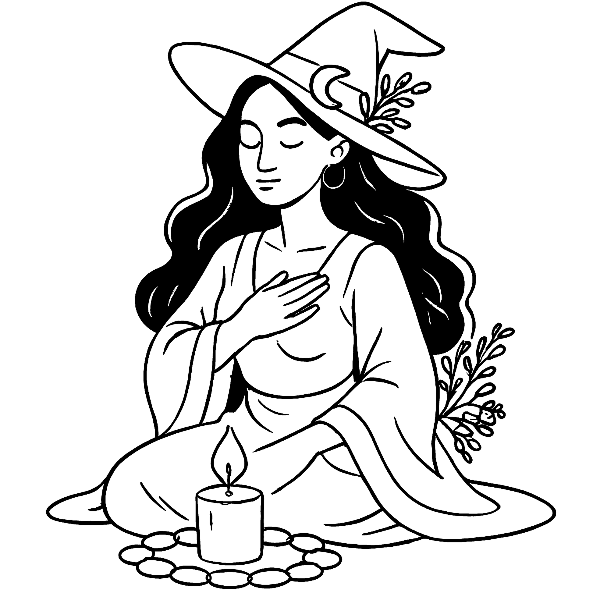 Witchy Self-Care Coloring Book: Moonlit Rituals Example Image 2