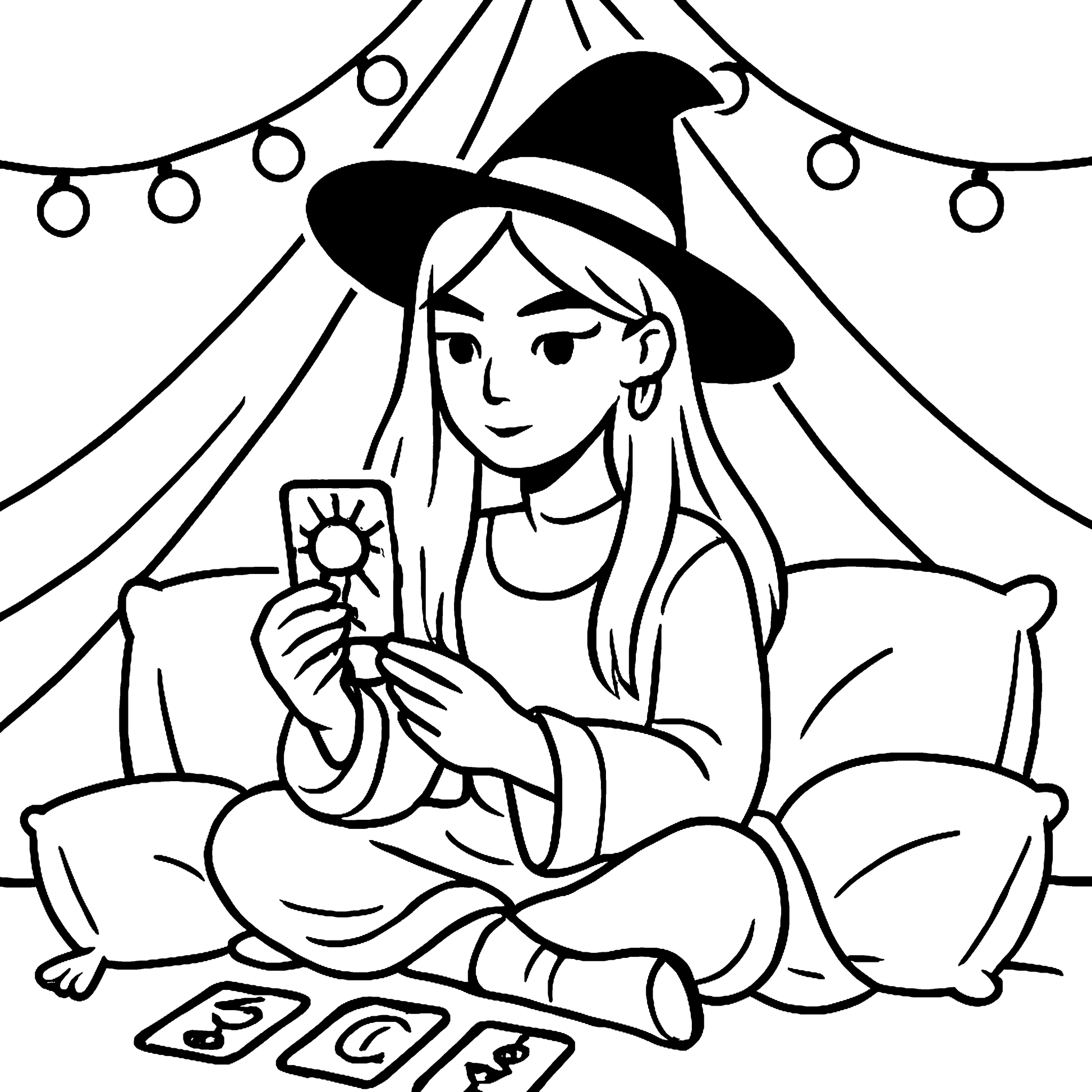 Mystic Witchy Doodles Coloring Book for Adults Example Image 1