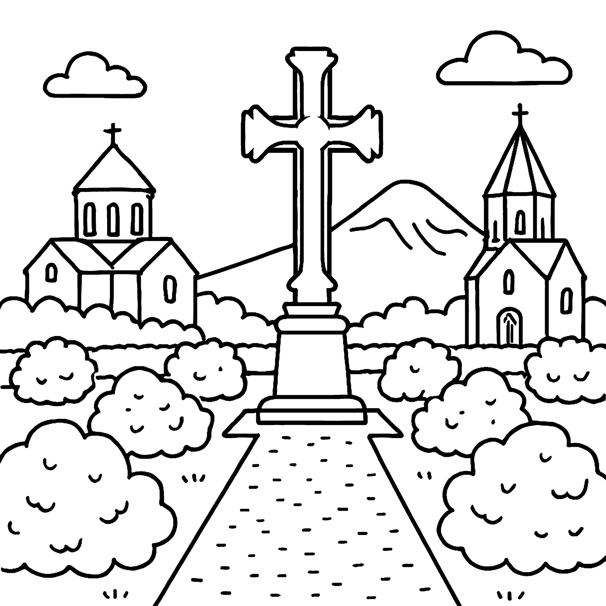 Sacred Armenia Churches Crosses  Ararat Coloring Book Example Image 3