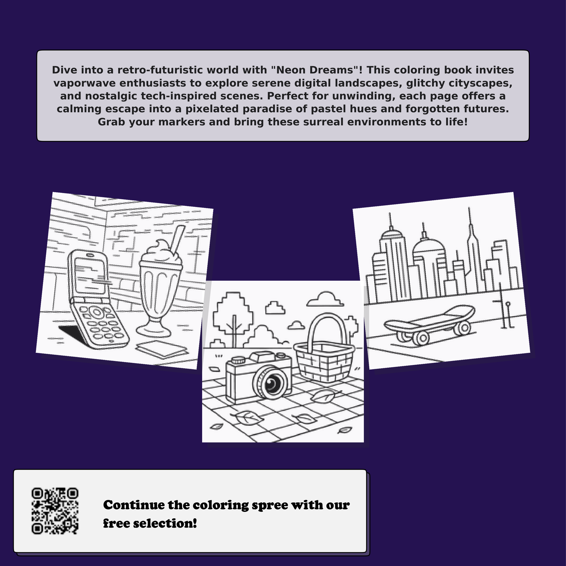 Neon Dromen: Een Vaporwave Kleurboek Kleurboek Achterkant