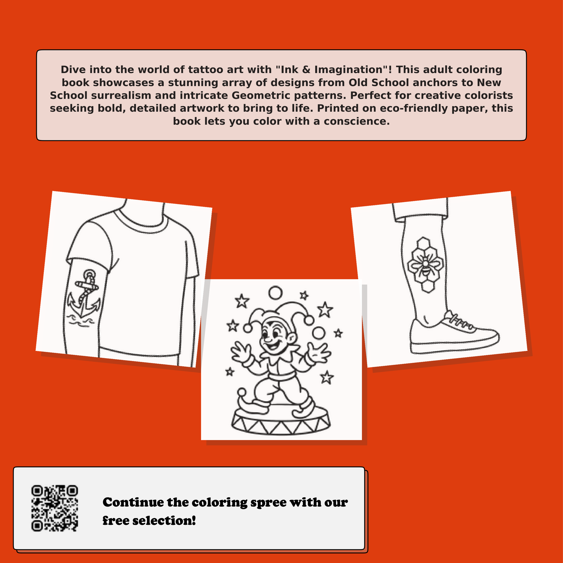 Ink & Imagination: Tattoo Art Coloring Journey Back Cover