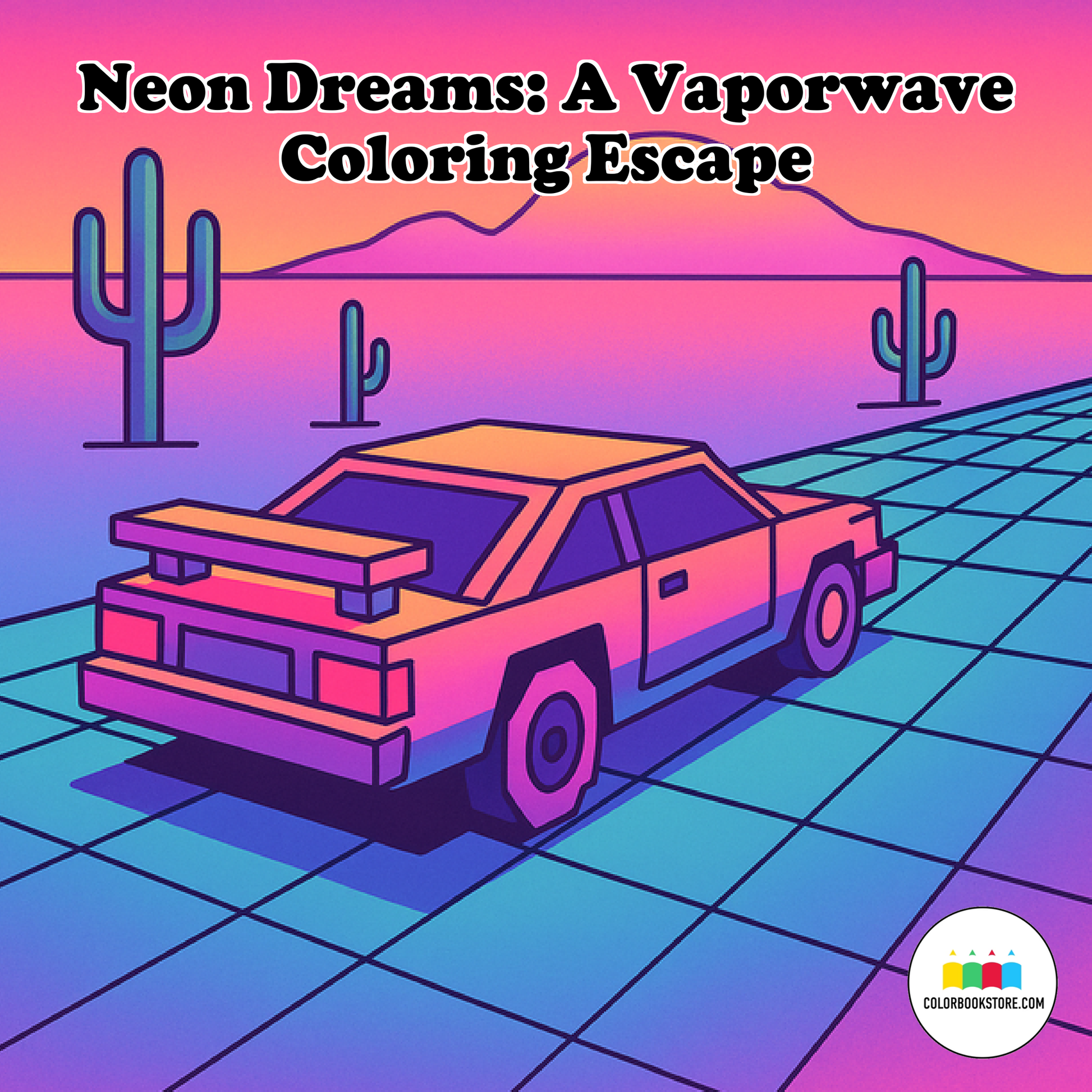 Neon Dreams: A Vaporwave Coloring Escape Front Cover