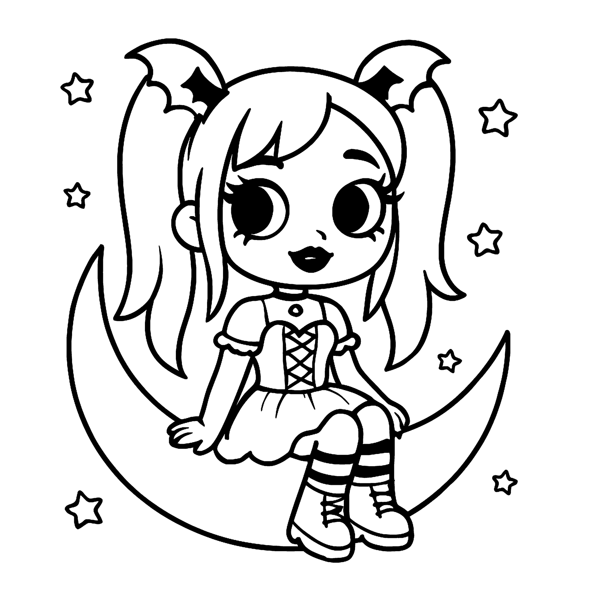 Gothie Girl: Darkly Darling Coloring Book Example Image 2