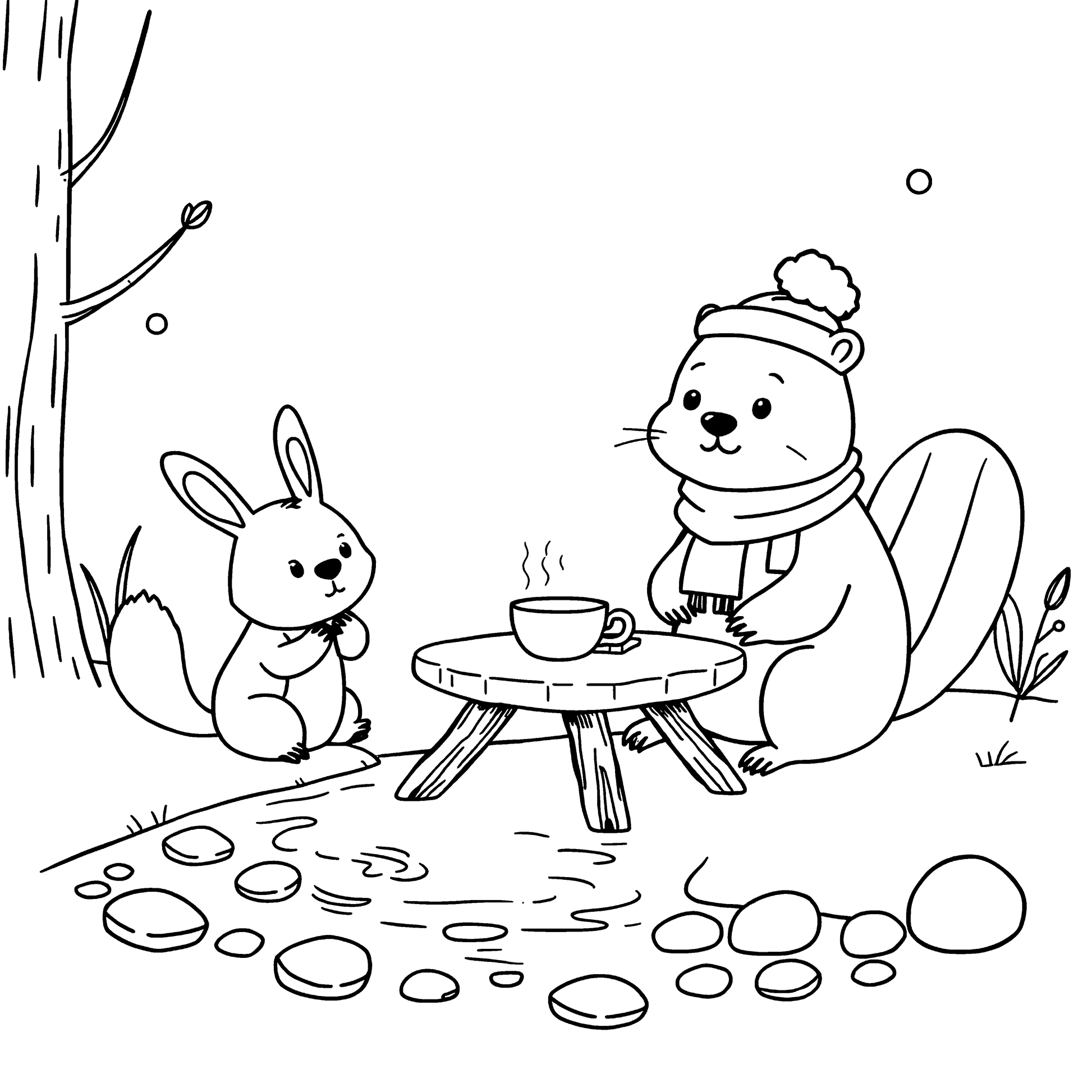 Forest animals coloring page sample