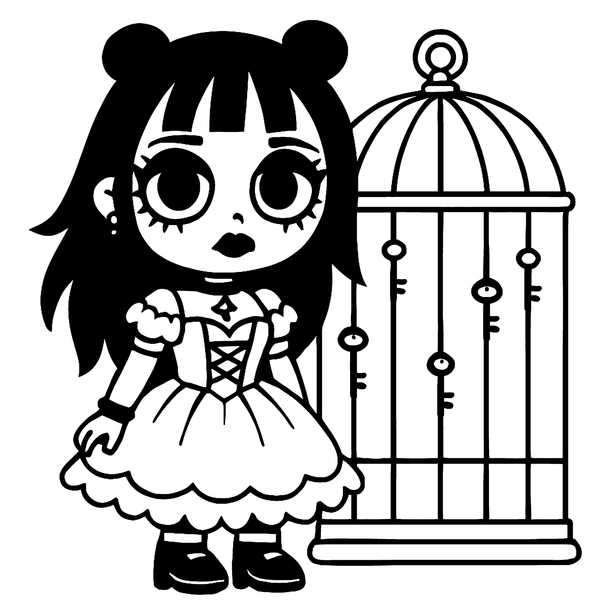 Gothie Girl: Darkly Darling Coloring Book Example Image 3