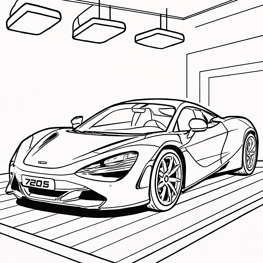 Exotic Supercar Showroom Coloring Book Example Image 1