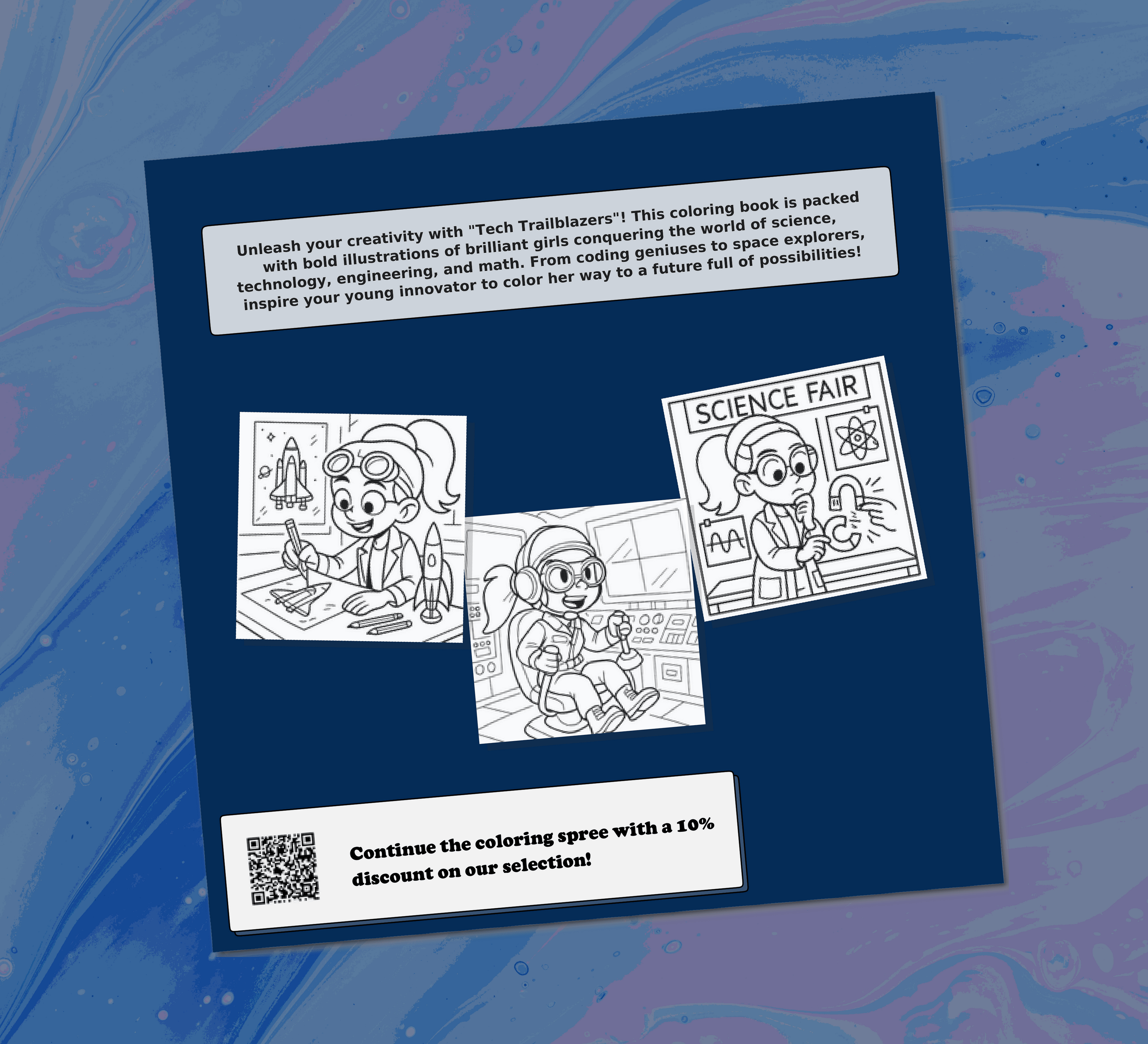 Girls in STEM Coloring Book for Kids Back Cover