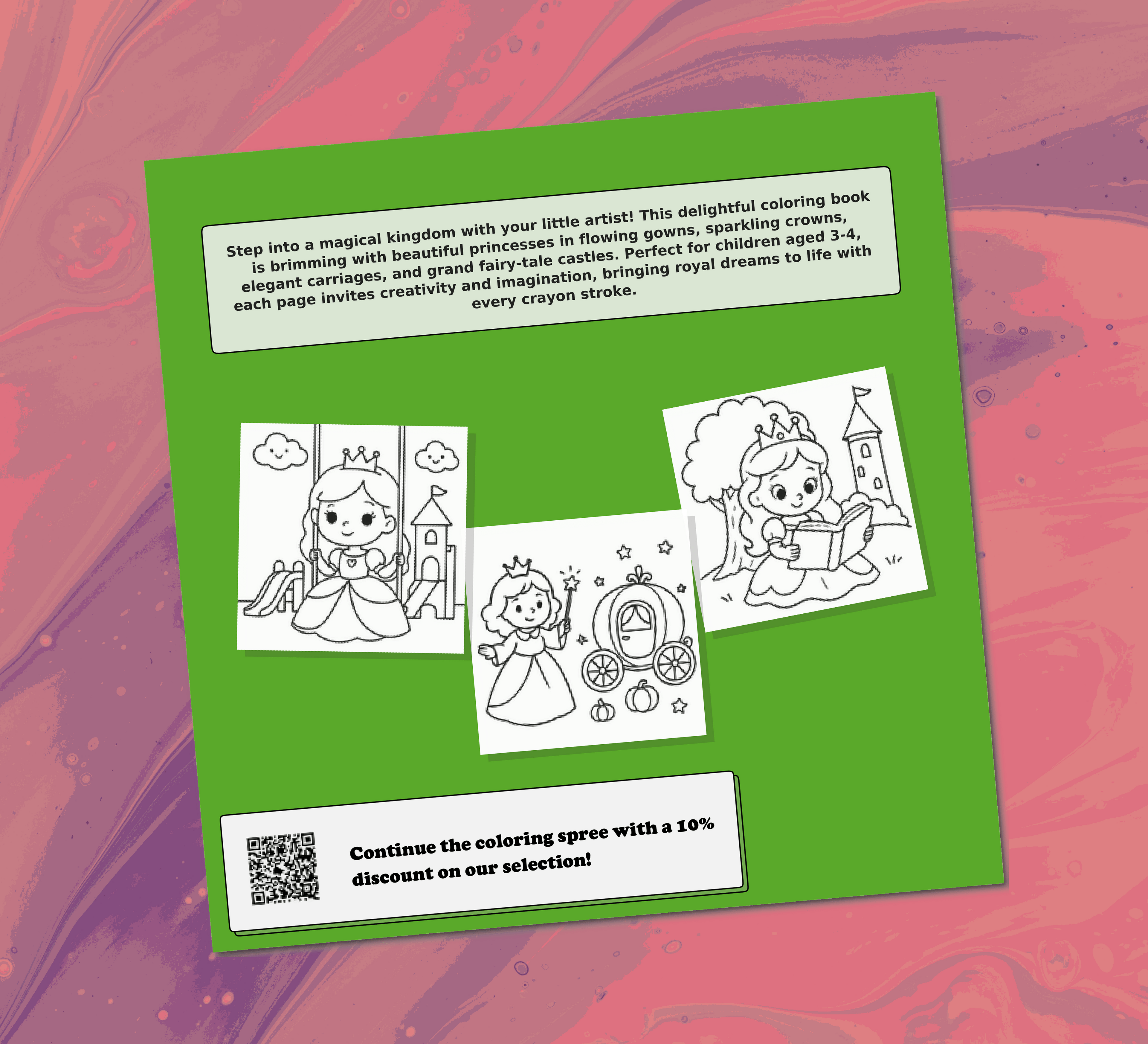 Royal Princess Ball Coloring Book for Kids Back Cover