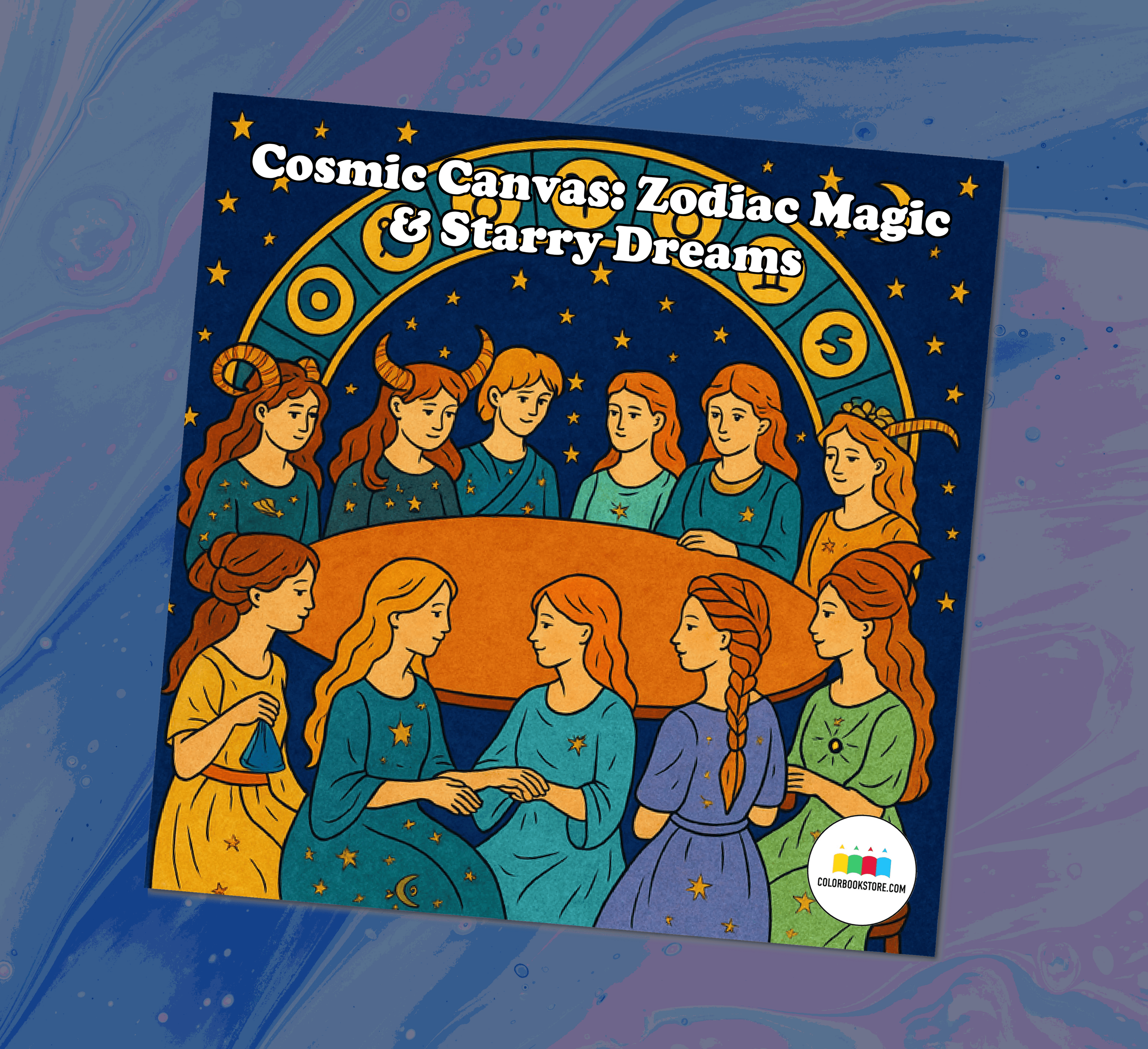 Cosmic Zodiac Coloring Book for Adults & Teens Front Cover