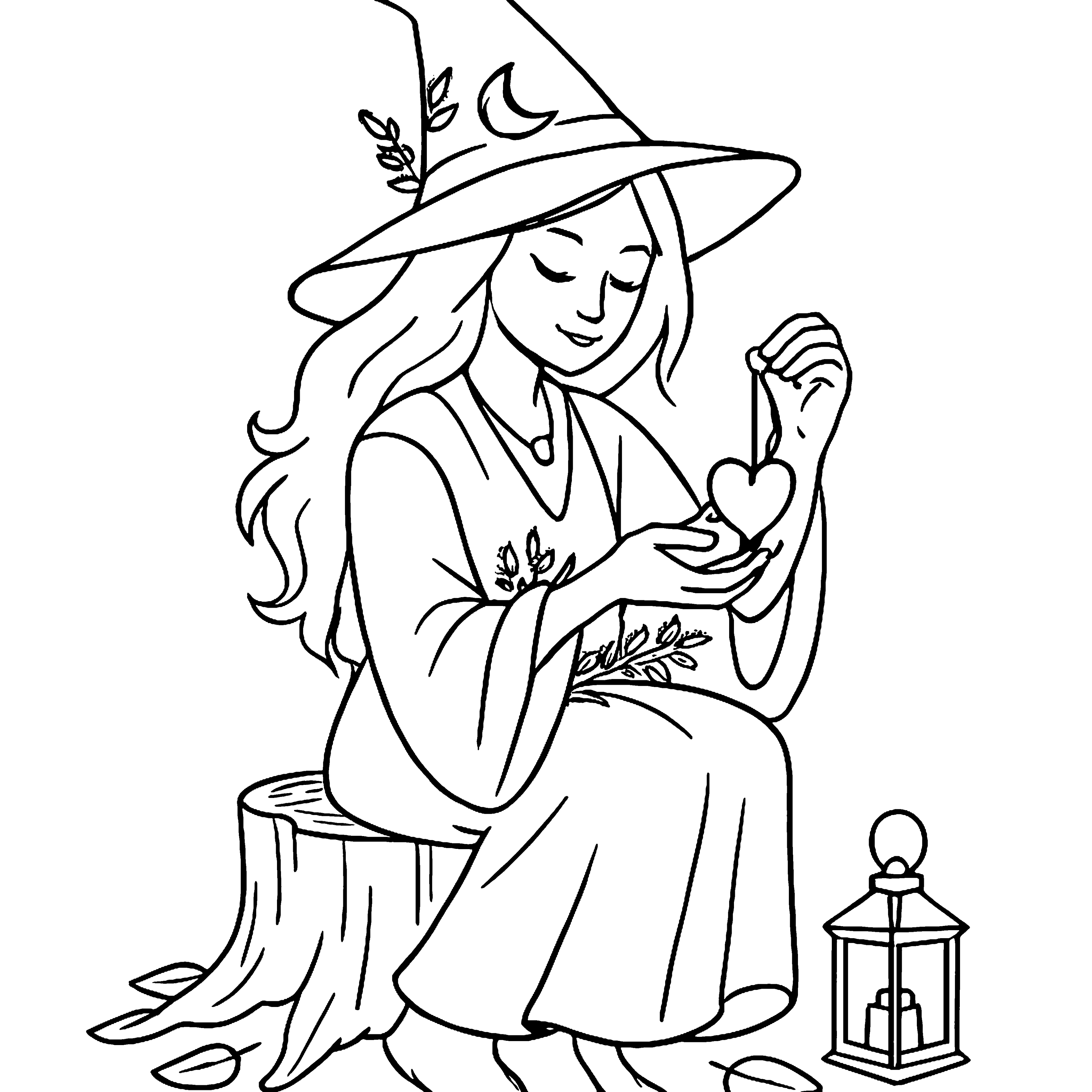 Witchy Self-Care Coloring Book: Moonlit Rituals Example Image 3