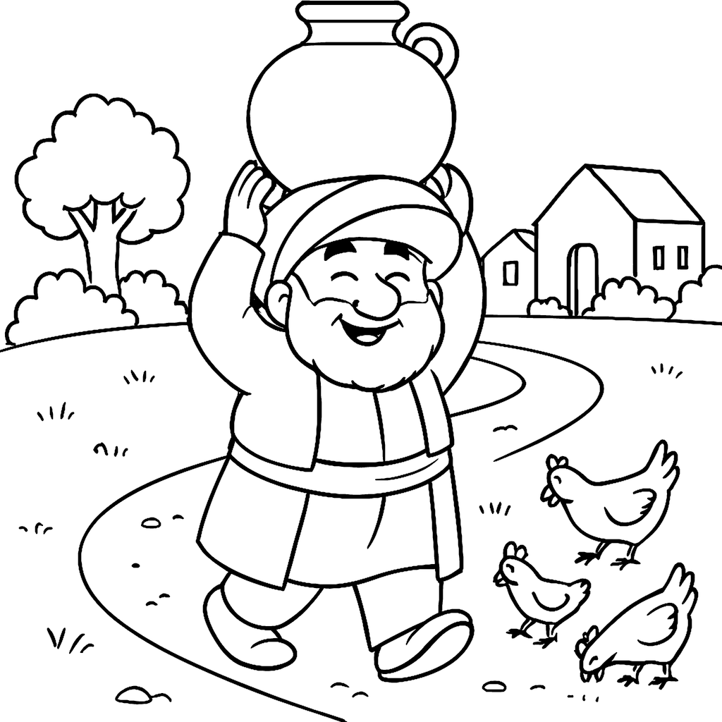 Nasreddin Hodja Folktale Fool  Sage Coloring Book Example Image 1
