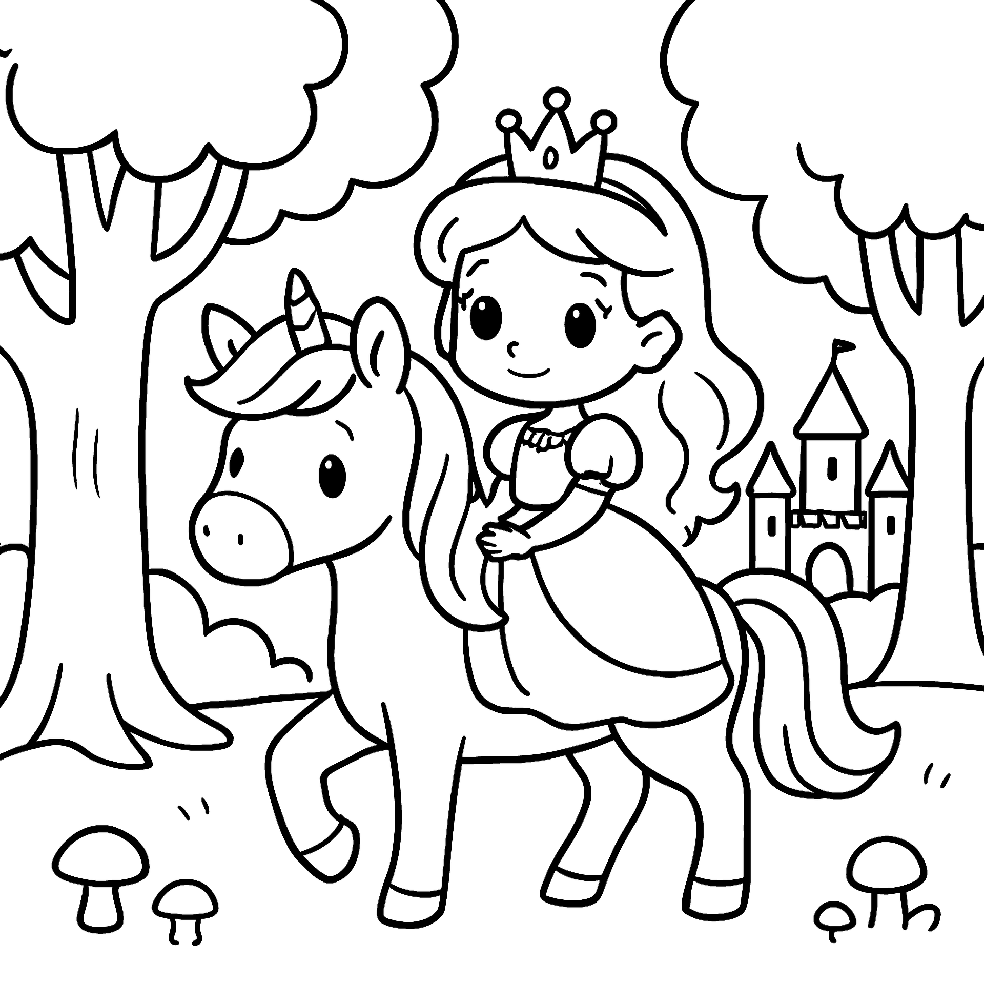 Royal Princess Ball Coloring Book for Kids Example Image 2