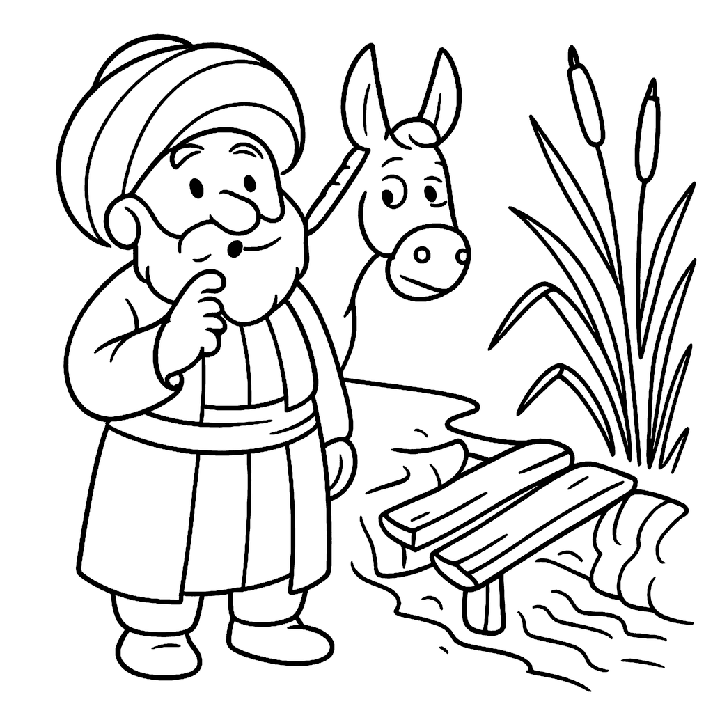 Nasreddin Hodja Folktale Fool  Sage Coloring Book Example Image 2