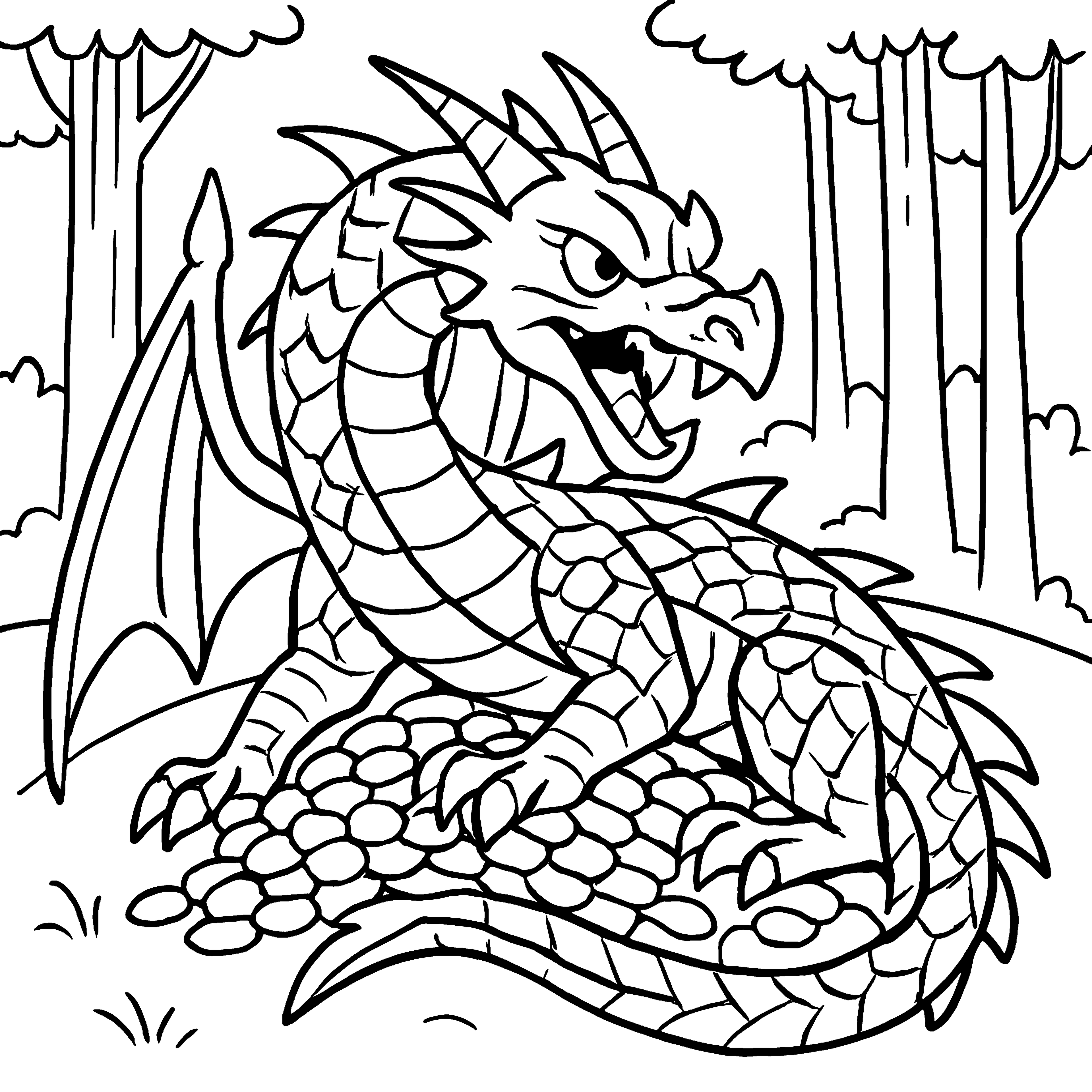 Mysterious Dragons  Their Treasures Coloring Book Example Image 3