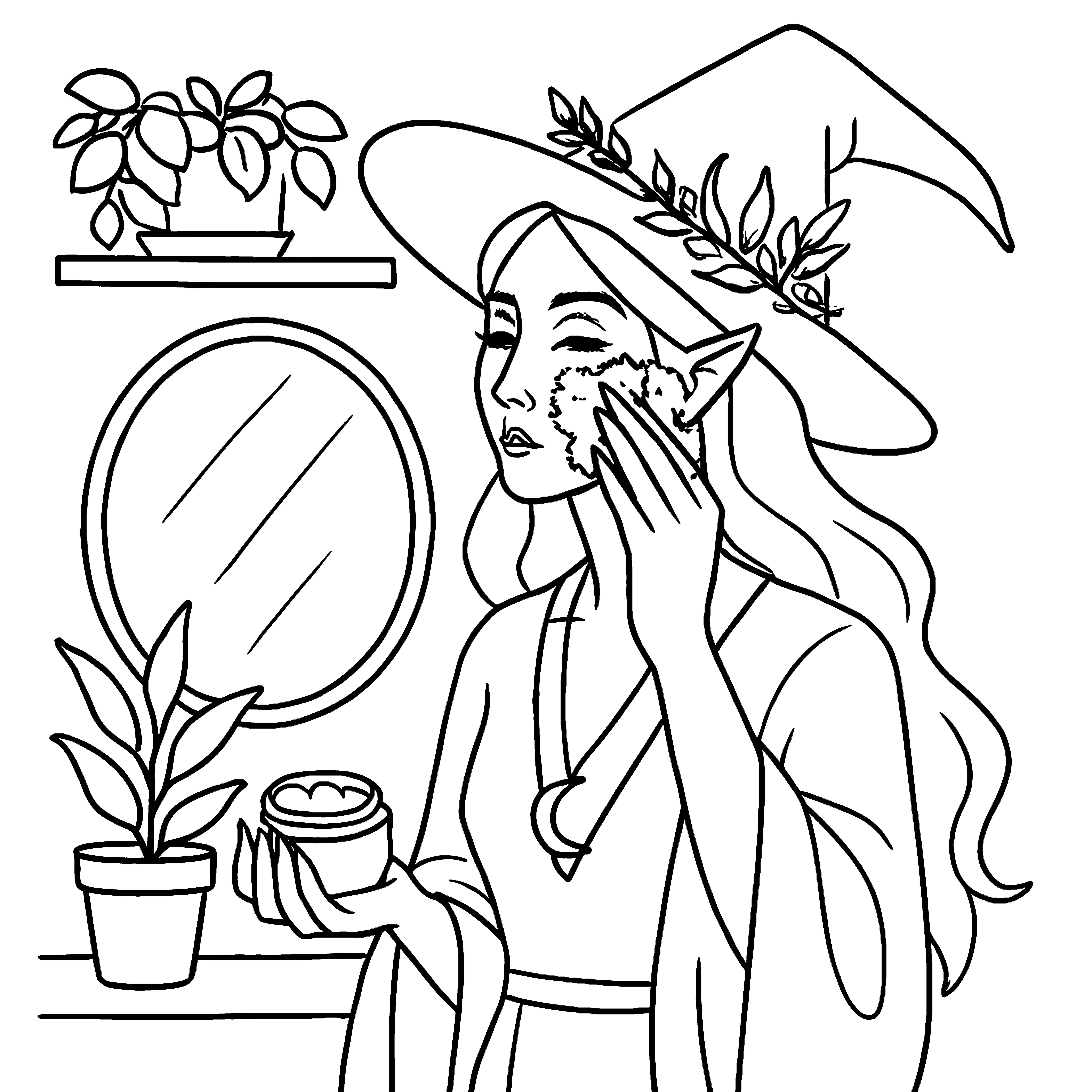 Witchy Self-Care Coloring Book: Moonlit Rituals Example Image 1