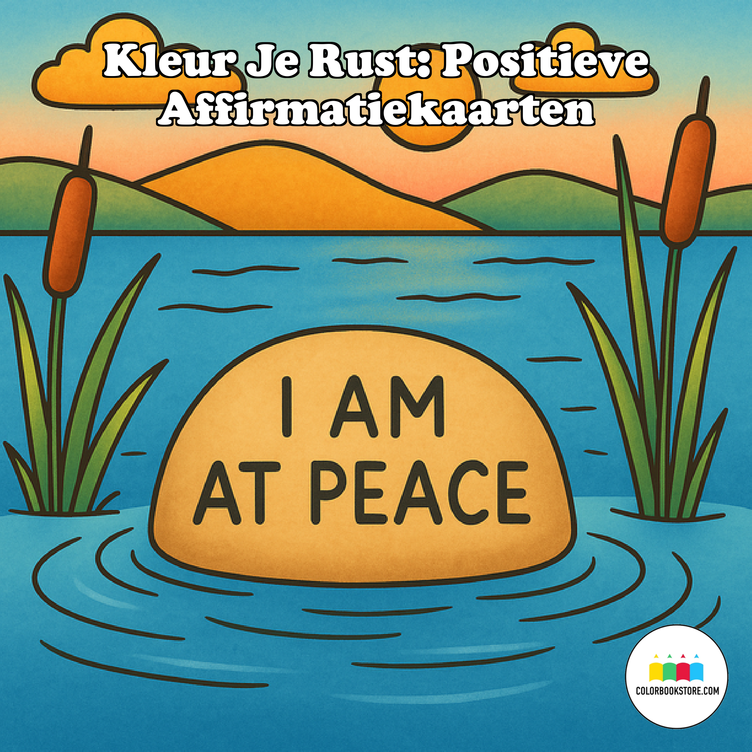 Kleur Je Rust: Positieve Affirmatiekaarten Kleurboek Voorkant
