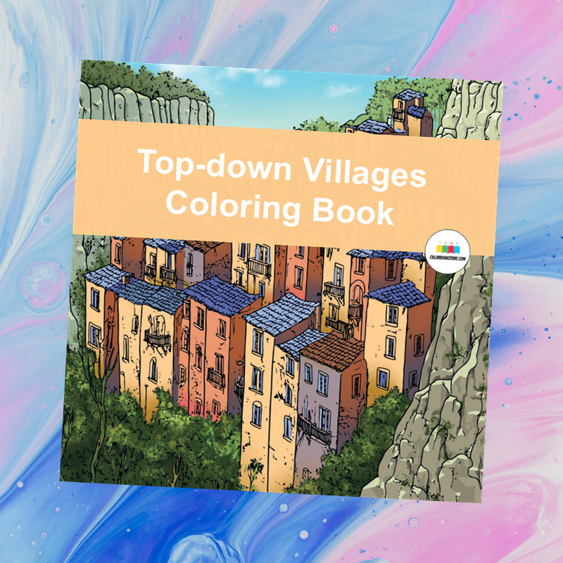 Top-down Village Coloring Book
