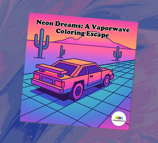 Neon Dreams: A Vaporwave Coloring Escape
